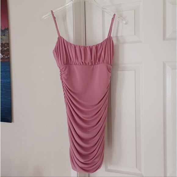 Lovers + Friends Juliana Ruched Pink Mini Dress S NWT - Picture 2 of 15